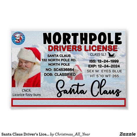 Printable Santa Driving Licence Template